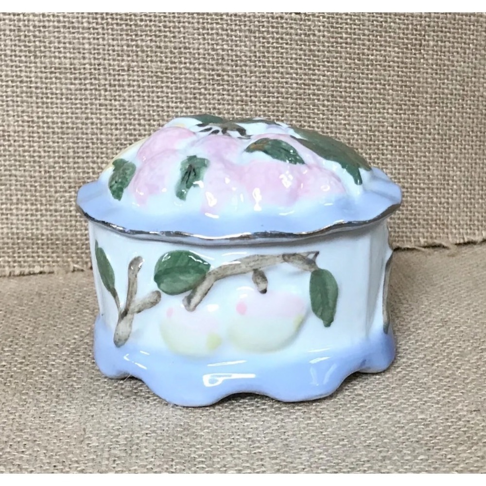 Vintage 3D Fruit Porcelain Trinket Dish Coastal Grandma Cottage Farm Core - Picture 2 of 8